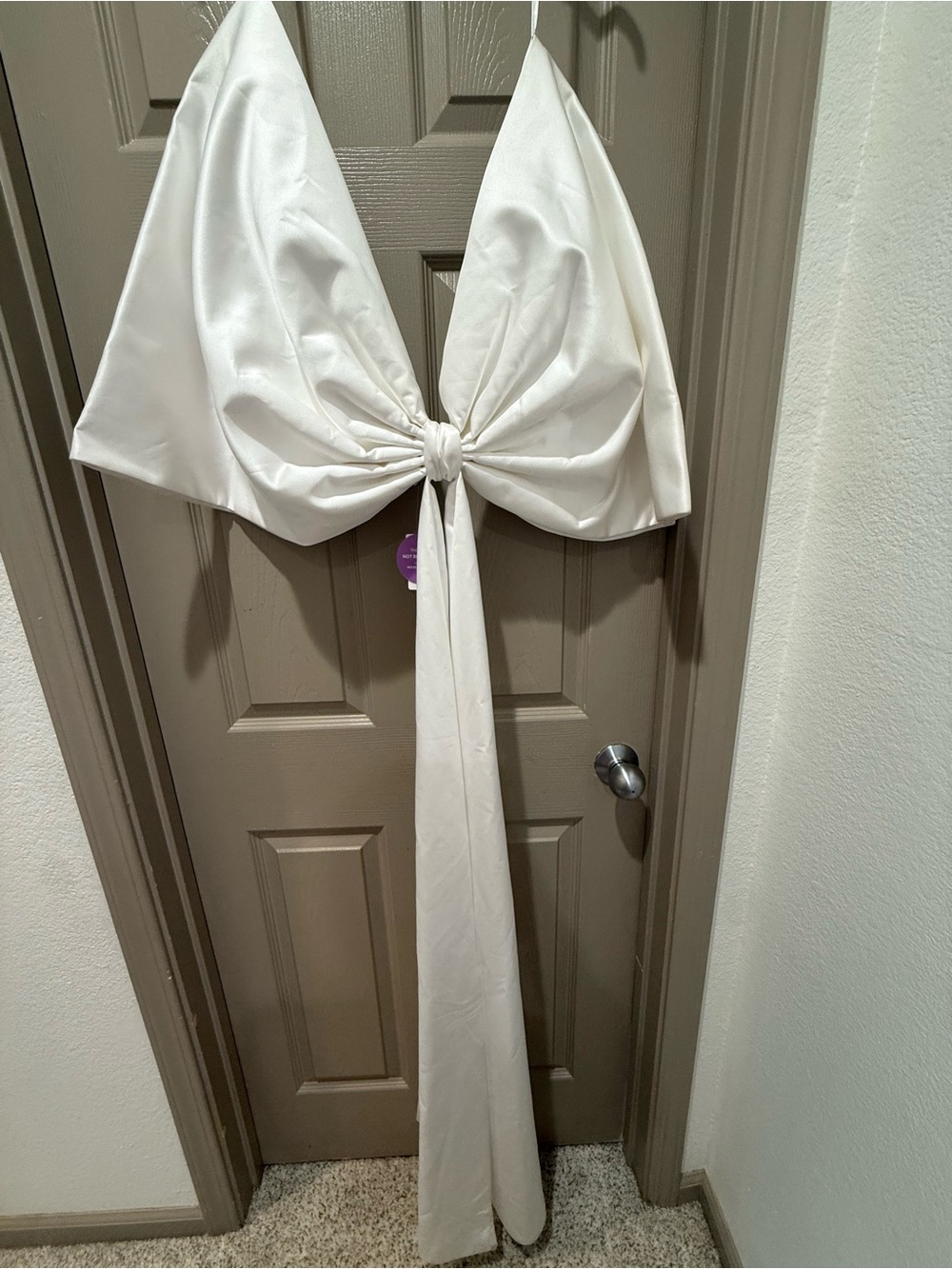 Windsor White Satin Bow Tie-Back Curtain Accent